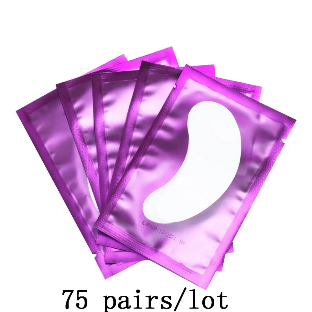 Purple 75 Профессиональный, 50 шт в наборе, Для женщин Полезная насадка для ресниц наращивание ресниц маски Eyepads глаз расширений гель набор патчей 25 W/75 W/50/100/200 пар, подушечки для глаз - Цвет: Purple 75