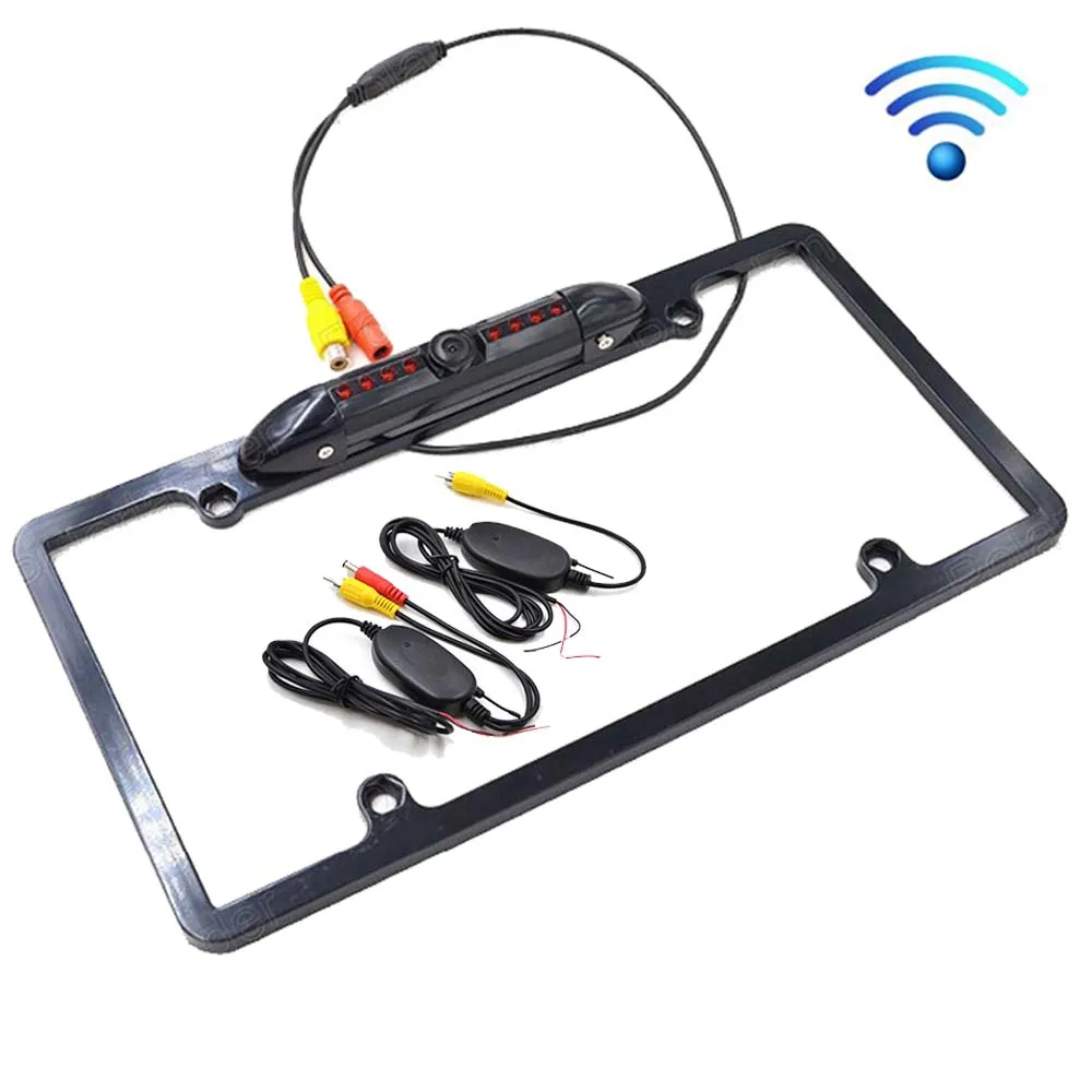 Wireless 8 Led Car License Plate Frame Rear View Camera Night Vision