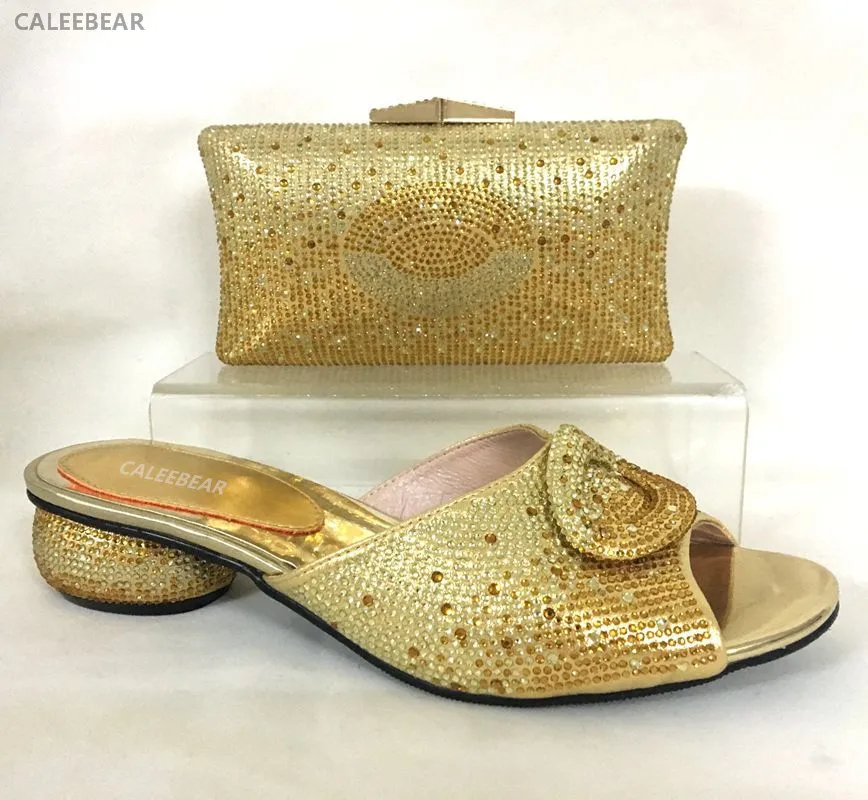 Italian gold Shoes And Bag Sets For Evening Party HTY1-1