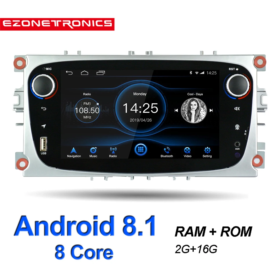 Android 8,1 для Ford Focus Mondeo Galaxy S-max автомобильный Стерео Авторадио 2 ГБ DDR3 Восьмиядерный 7 экран сенсорный gps Bluetooth головное устройство Wi-Fi - Цвет: MD-ZPFCS7-2G16-V
