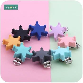 

Bopoobo 1PC Hexagon Star Silicone Pacifier Clip Baby Teether Teething Accessories DIY Tool Toy Pacifier Holder Binky Clip