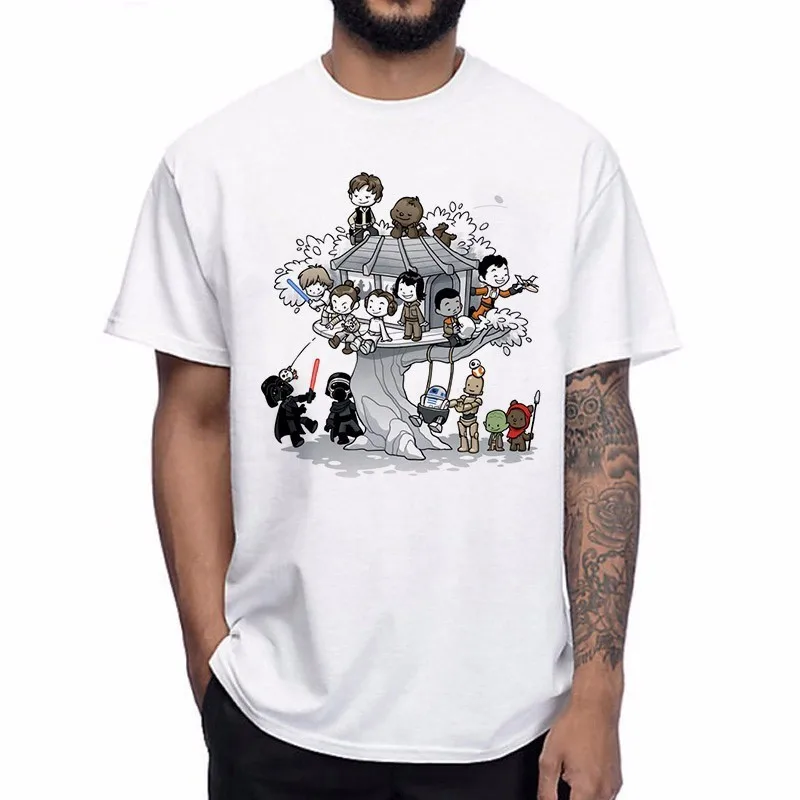 

Summer Star Wars T Shirt Men Funny Japanese Anime Darth Vader T-shirt Man Starwars Robot Yoda Tshirt Print Top Tee Shirt Homme