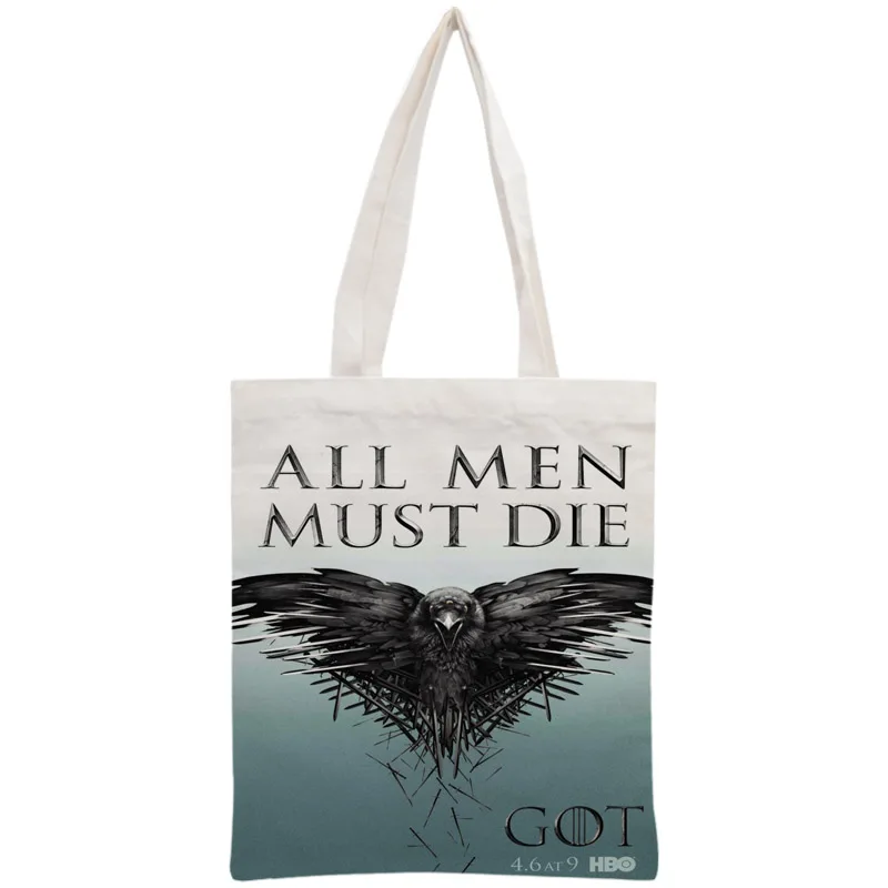 

Custom Game of Thrones Tote Bag Reusable Handbag Women Shoulder Foldable Cotton Canvas Shopping Bags