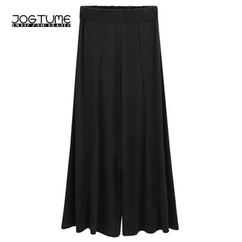 

JOGTUME Plus Size Flare Pants Woman 2017 Autumn Winter High Waist Fashion Black Bell Bottom Pants Lady Flared Trousers Wide Leg