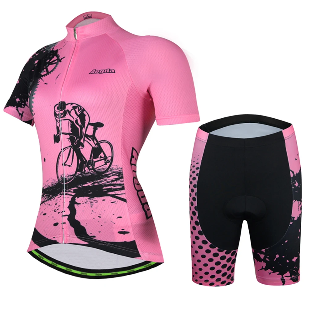 Billige Aogda Sommer frauen Radfahren Jersey Sets Maillot Ciclismo Kurzarm Fahrradkleidung Atmungs Fahrrad Jersey