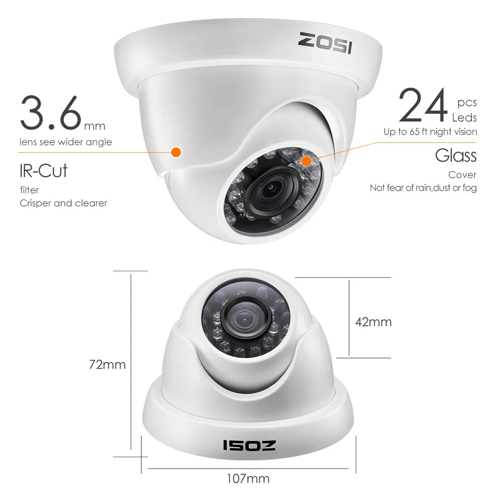 ZOSI 1080P 2MP 16 канальный CCTV система TVI рекордер DVR комплект купольная пуля водонепроницаемый видео ИК фильтр ночного видения наружная камера