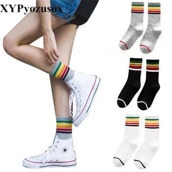 

1 Pair Leg Sock Cotton Autumn Winter Colorful Rainbow Socks Women Cotton Socks Heap Funny Hosiery Kawaii Japanese Socks