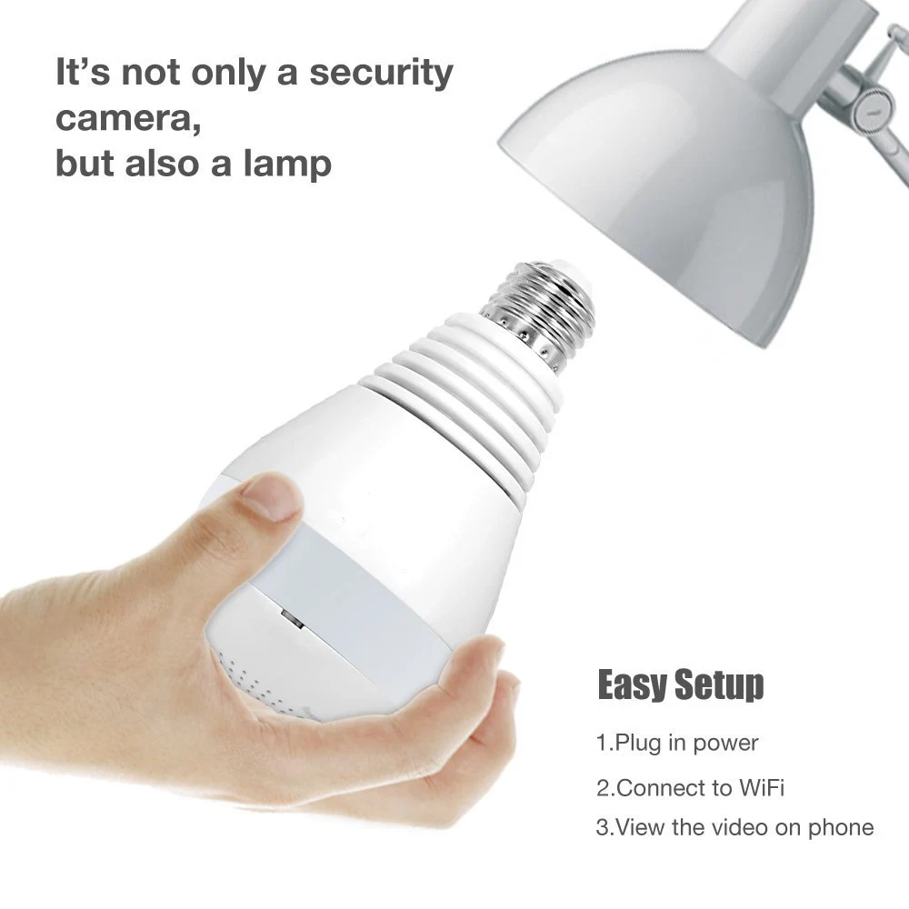 Kruiqi WiFi IP Camera 960P Home Security Camera Panoramic Bulb LED Light Fisheye With Two-way Audio Motion Detection IP Camera Kruiqi WiFi IP Camera 960P Home Security Camera Panoramic Bulb LED Light Fisheye With Two-way Audio Motion Detection IP Camera