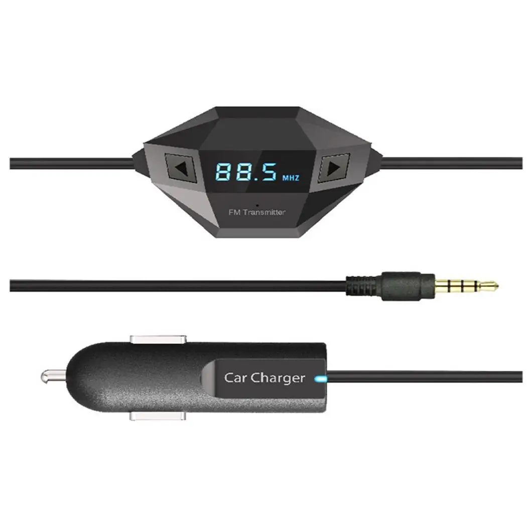 Car Wireless FM Transmitter Hands free Car Kit 3.5mm Jack Audio Music Player with 2.4A USB Car Charger For iphone Samsung Phone