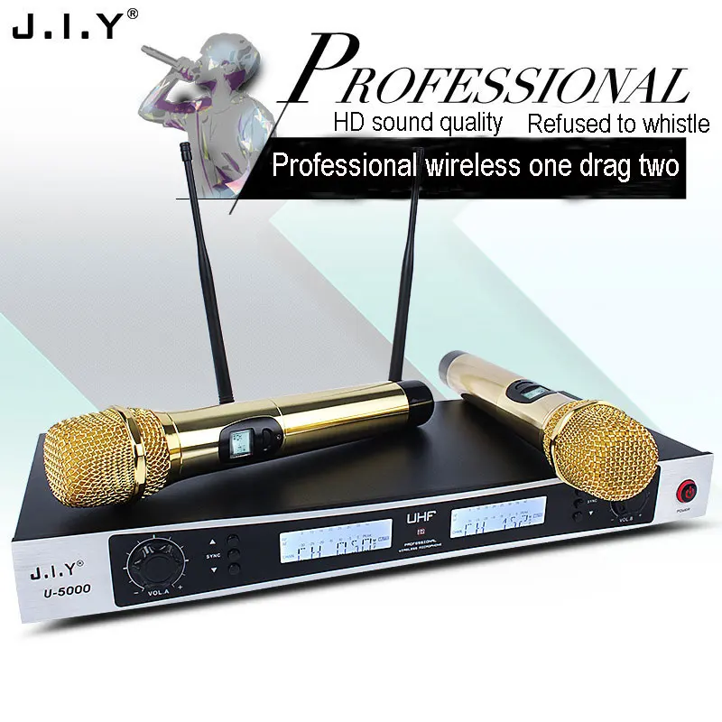 

JIY Professional U band High fideli Wireless microphone dual wireless mixer audio Microphones For stage performance sing Meeting