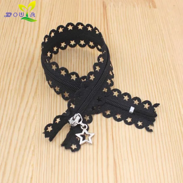 2pcs/lot 25CM stars lace zippers for clothing decorative zipper
