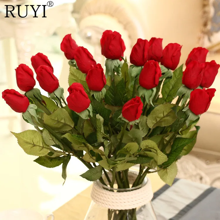 Настоящее прикосновение бутон розы 25 шт./лот из искусственного шелка Свадебные цветы букет украшения дома для свадебной вечеринки или дня рождения маленький бутон