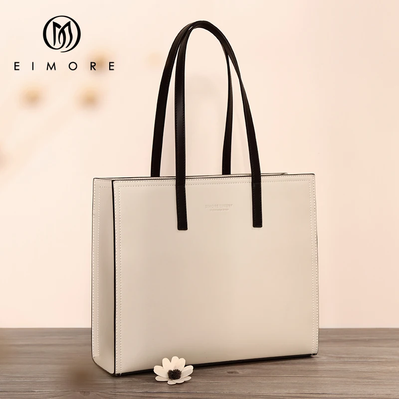 EIMORE سعة كبيرة حقائب النساء جلد طبيعي اليد الكبيرة دلو حقيبة الإناث حقيبة كتف بسيطة السيدات الفاخرة العلامة التجارية حقيبة