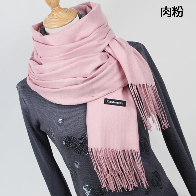 Cashmere Ladies Scarf Solid Color Tassels Thick Warm Windbreaker Accessories Shawl