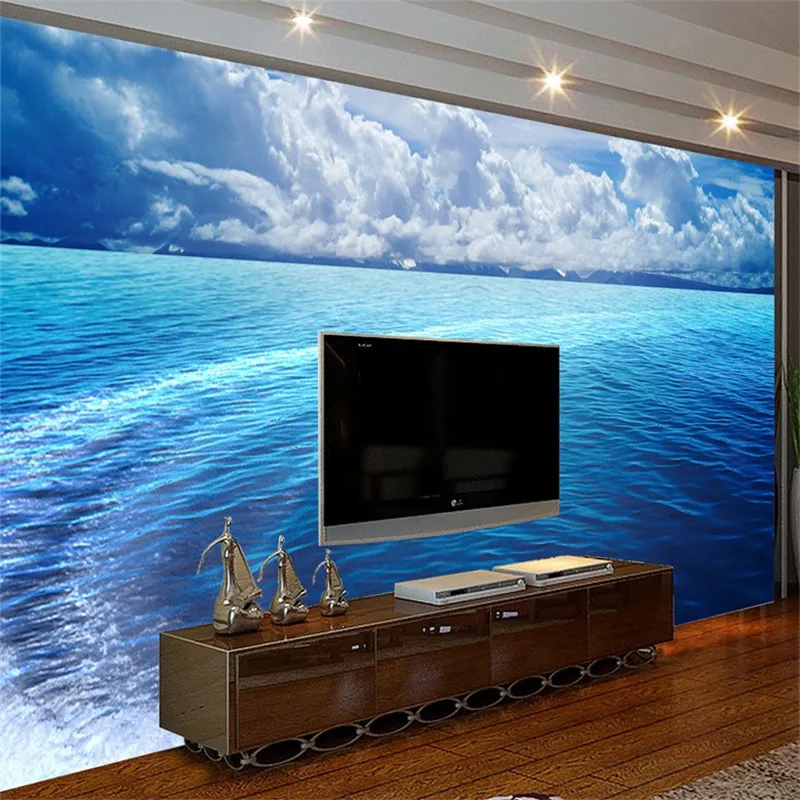 3D обои beibehang Декор для дома Фотофон фотография синий морской пейзаж большая