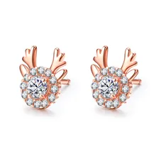 

Korean version of the girl elk earrings cute fashion snowflake zircon earrings holiday gift anniversary