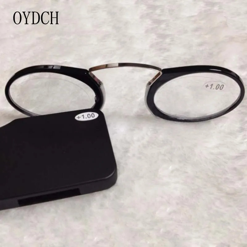 Ультра легкие бескаркасные клип нос пресбиопические очки портативный кошелек очки мужские и женские очки для чтения