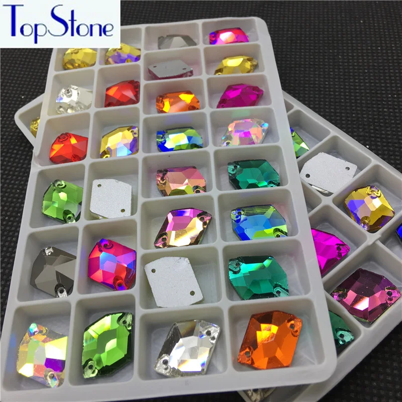

Mix Colors 14x17mm Cosmic Sew On Rhinestone Glass Crystal Flatback 2 holes Sew-on Stone Dress Making