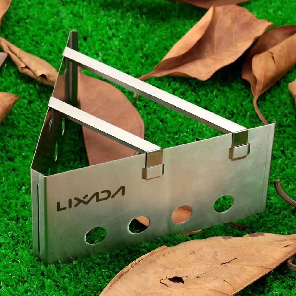 Lixada Outdoor Camping Triangle Wood Stove Compact Pocket Alcohol Stainless Steel Stove Outdoor Cooking Backpacking Picnic Stove