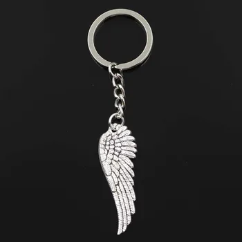 

Fashion Angel Wings 50x17mm Pendant 30mm Key Ring Metal Chain Silver Color Men Car Gift Souvenirs Keychain Dropshipping