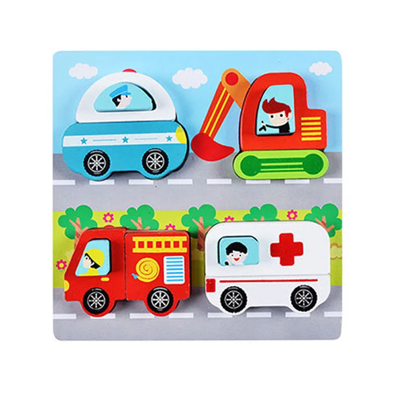 Wooden 3D Puzzles Montessori Educational Toys For Children Kid's Learning Puzzle Teaching Aids Set Puzzle Intelligence Toys