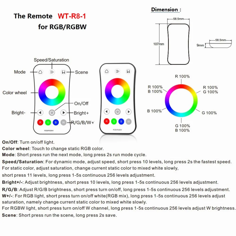 Светодиодный контроллер RGB RGBW DC 12 В 24 В 2,4 г 12A RF беспроводной пульт дистанционного управления V3 VP работает с Wi-Fi релейный контроллер для светодиодной ленты светильник