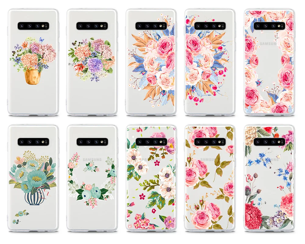 

European and American Style Flowers for Samsung GalaxyS7 S7Edge S8 S8plus S9 S9plus S10 S10plus S10 Lite Shell Silicone Case TPU