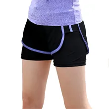 Фиолетовые и черные Лоскутные Шорты Йога Бег Фитнес Женская одежда для тренировок тонкие поддельные две части спортивной одежды женская верхняя одежда