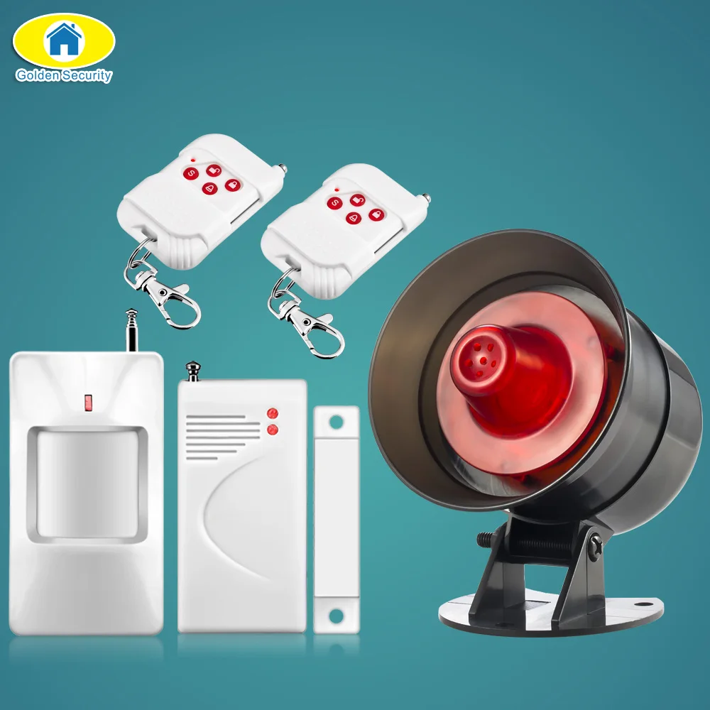 Golden Security 110dB Wireless Flash Strobe Siren Alarm System Kit PIR