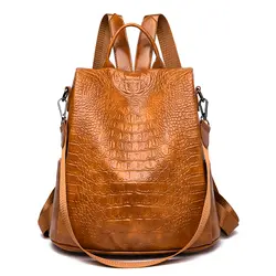 Модная повседневная женская ПУ сумка anti-theft рюкзак 2019 alligater старинные рюкзак опрятный женский большой емкости школьная сумка
