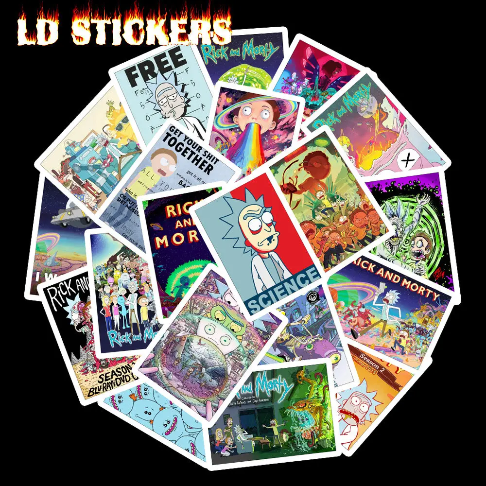 

25PCS Mixed Rick and Morty Cartoon Stickers for Vinyl Stickers for Phone Helmet Luggage Laptop Decor No-Duplicate Stickers