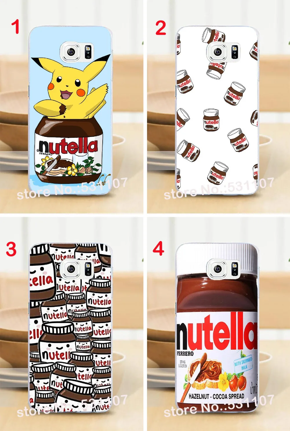nutella Hard Skin stealth Transparent Cover Case for samsung galaxy s3 s4 s5 s6 s6Edge s7 |