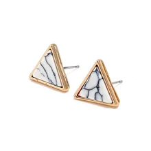 Godzgift Females Inlaid Stone Earrings Ornaments Fashion Triangle Wedding Valentines Studs Jewelry Gifts For Women Modern JE5094