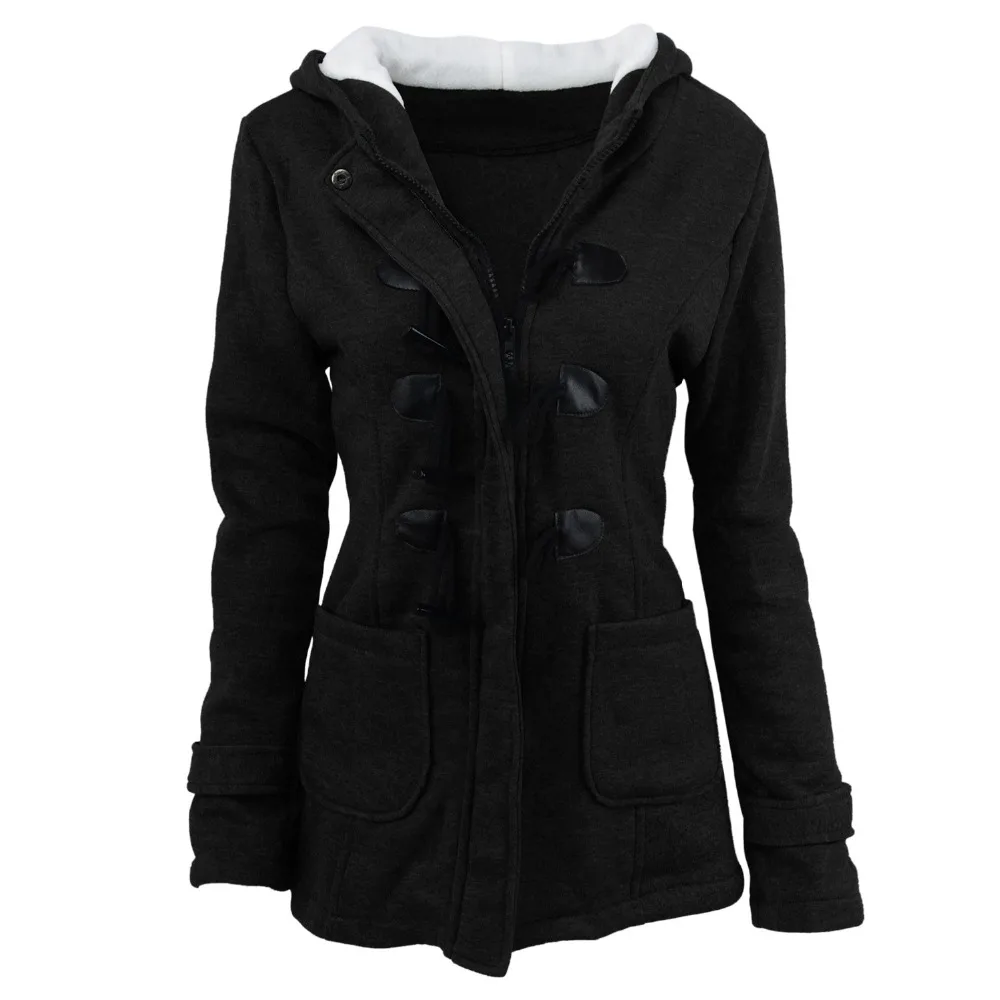 JKKUCOCO/новое зимнее пальто, длинная стильная женская куртка на молнии с роговыми пуговицами, теплая, хорошо кашемировая, флисовая, хлопковая