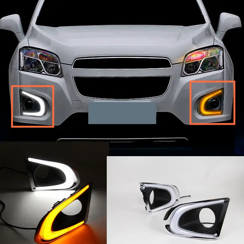 

2PCS White+Yellow Signal Daytime Running Light DRL For Chevrolet Trax 2014-2016