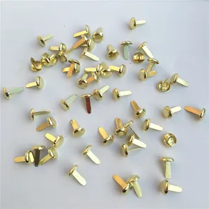 50 шт 8*13 мм золотые железные круглые штифтики для скрапбукинга, украшение, крепеж для рукоделия - изображение