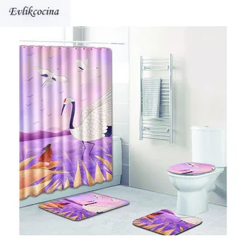 

Free Shipping 4pcs Cartoon Fairy Tales Banyo Bathroom Carpet Toilet Bath Mats Set Non Slip Pad Tapis Salle De Bain Alfombra Bano