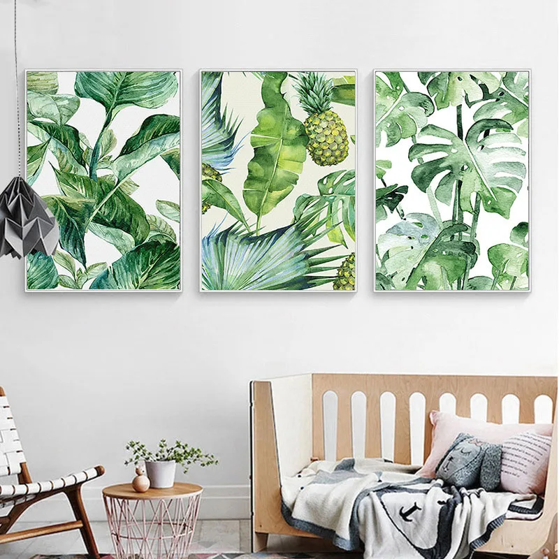 

Nordic Style A4 Poster Hawaii Tropical Forest Tree Art Print Canvas Painting Monstera Leaf Landscape Pictures Home Wall Decor