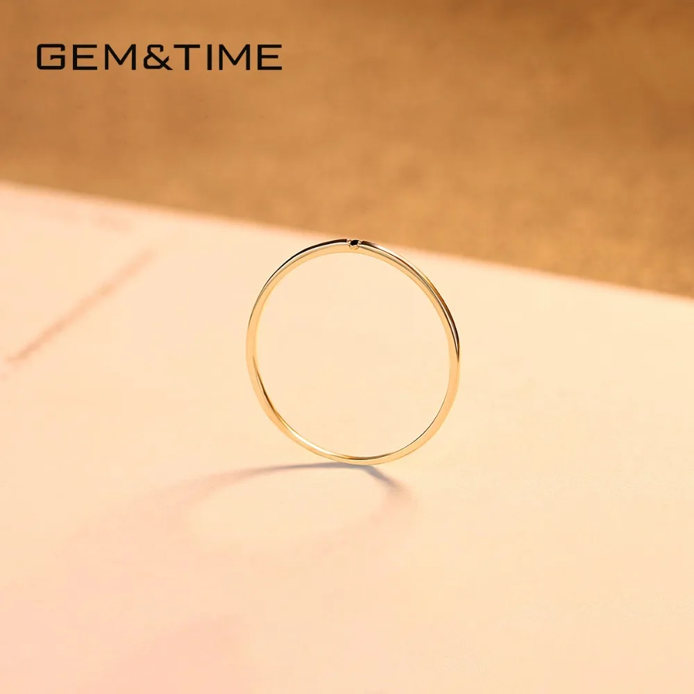 Gem& Time, классические кольца с черным топазом из твердого золота 14 к для женщин, обручальное кольцо, Пасьянс из желтого золота 585, очаровательное тонкое кольцо, подарок Anillos