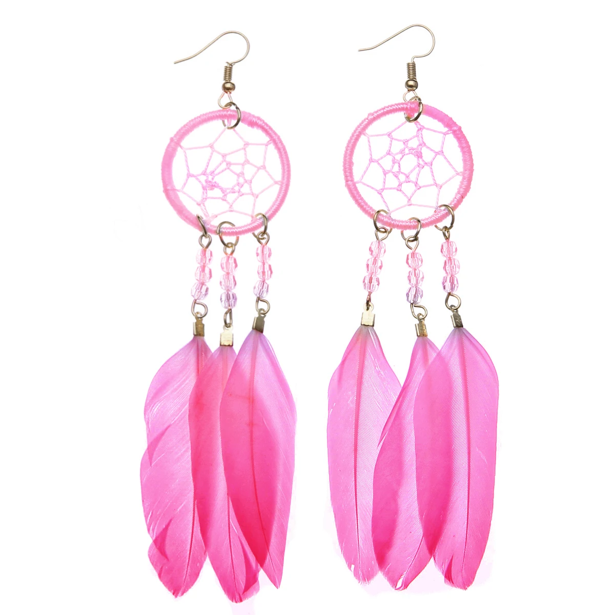 Dream Catcher Hook Earrings Feather Gypsy Chic Colorful Earrings  Long Tassel Drop Dangle Earring Trendy Female Boho Jewelry