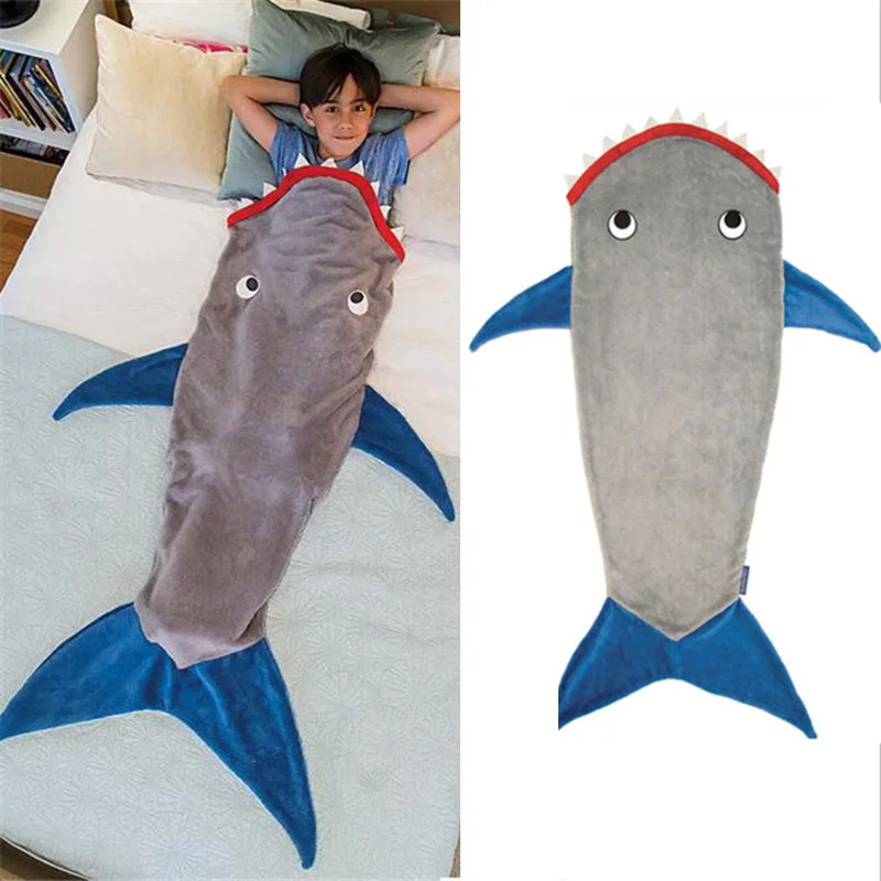 

Winter Warm Shark Throw Blanket Handmade Mermaid Tail Blanket For Adult Kid Multi Crochet Soft Crochet Flannel Autumn Thicken