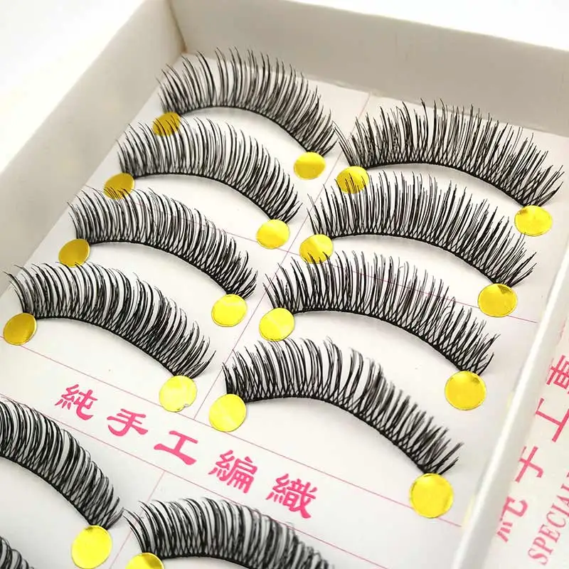 

10 Pairs Handmade Natural Long False Eyelashes Soft Black Eyelashes Makeup Maquiagem Beauty Tool Fake Eye Lashes #R-34