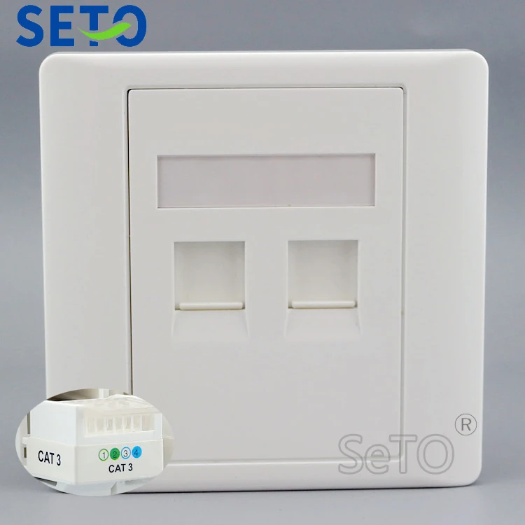 SeTo 86 Type Double RJ11 Cat3 Telephone Panel Outlet Wall Plate Socket Keystone Faceplate | Обустройство дома
