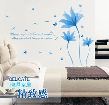 

Blue dream flower can remove the wall stickers Bedroom, living room sofa decorative wall stickers in the background