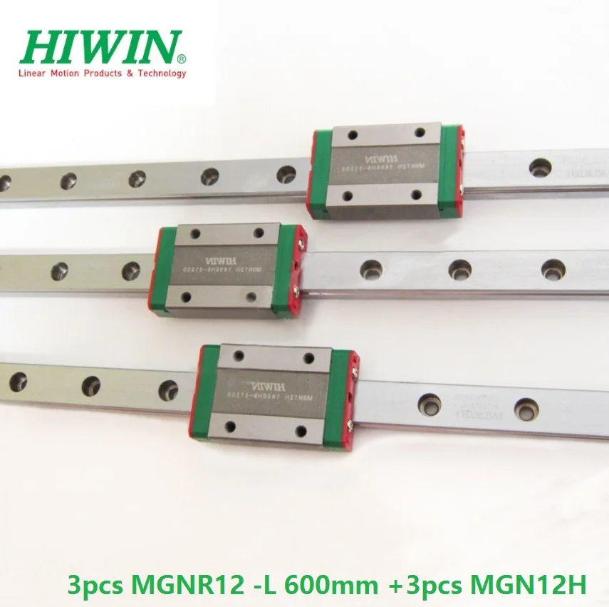 Оригинальные линейные рельсы HIWIN MGN12 L 600 мм + 3 блока MGN12H для чпу шт.|Линейные