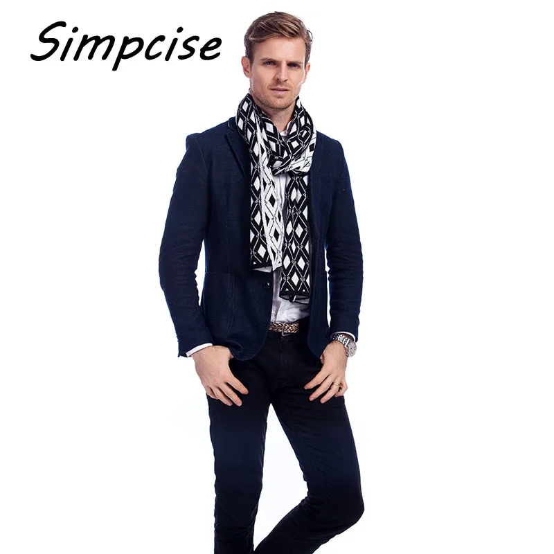 hair scarf for men Sale 2021 New Fashion Men  Warm Scarf Winter Thick Scarf Men's Knitted Snowflake Scarves Men Accessories A3A18942 head scarf men