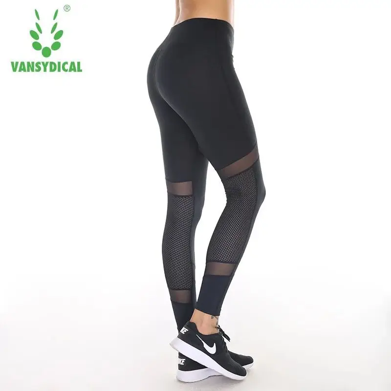 

Vansydical Sexy Fitness Yoga Pant Womens Tights Running Leggings Sports Pants Female Women Gym Running Mesh Splice Workout Pants