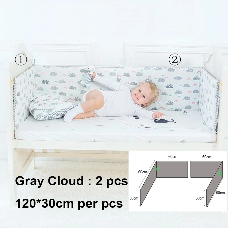 Baby Bed Bumpers Cotton Baby Crib Protector Cartoon Cot Bumpers In Crib For Newborns Multi-color Cot Bumper