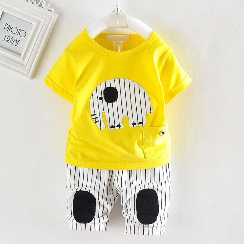 Summer infant baby boy clothes set tracksuit for toddler boy baby casual sports animal elephant