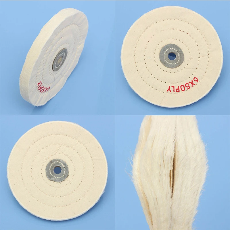 6 inch Buffing Polishing Wheel 1/2 inch Arbor Buffer Polish Pad 50 Play for Wood Metal Polishing